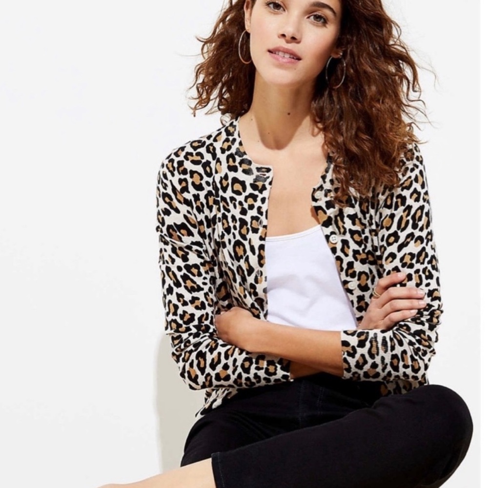 🆕 LOFT Women's Leopard Print Cardigan NWT